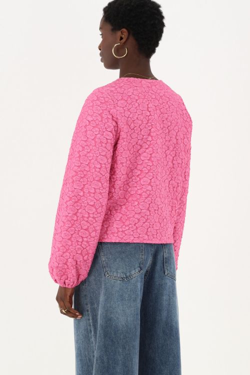 Pink jacquard top with button closure | My Jewellery