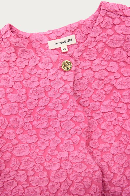 Pink jacquard top with button closure | My Jewellery