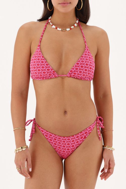 Pink jacquard bikini set with suns | My Jewellery