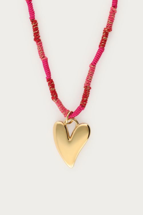 Pink long rope necklace with heart | My Jewellery