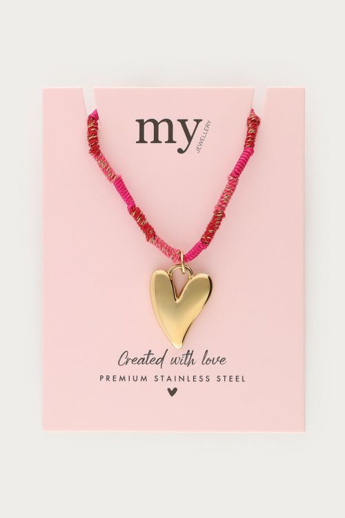Pink long rope necklace with heart | My Jewellery