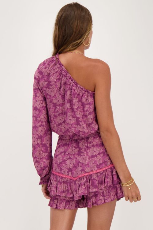 Pink one-shoulder top with flower print | My Jewellery