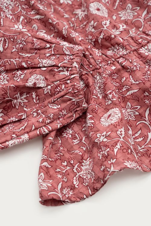 Pink one-shoulder top with peplum & floral print | My Jewellery