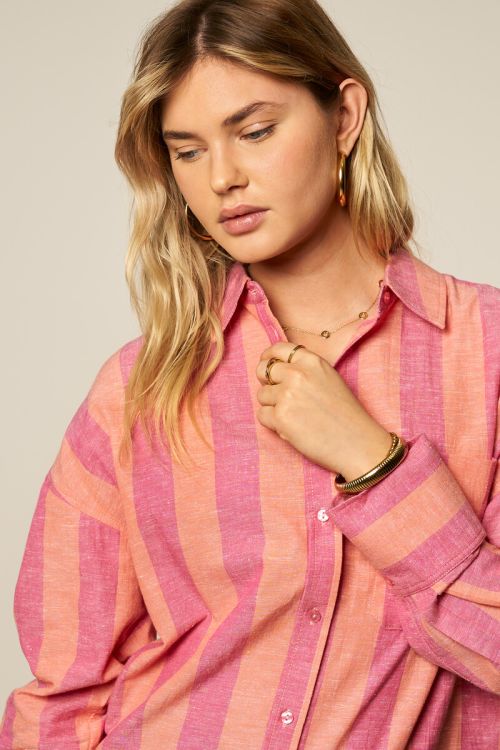Pink oversized striped blouse | My Jewellery