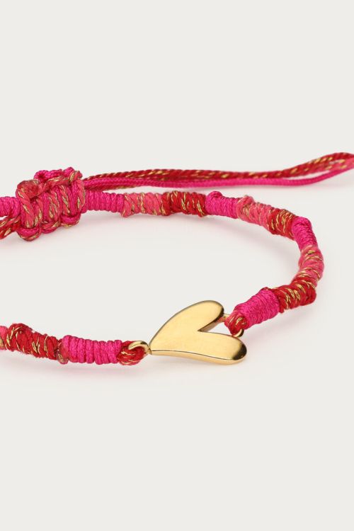 Pink rope bracelet with heart | My Jewellery