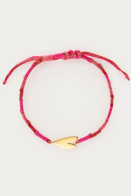 Bracelet en corde rose avec cœur