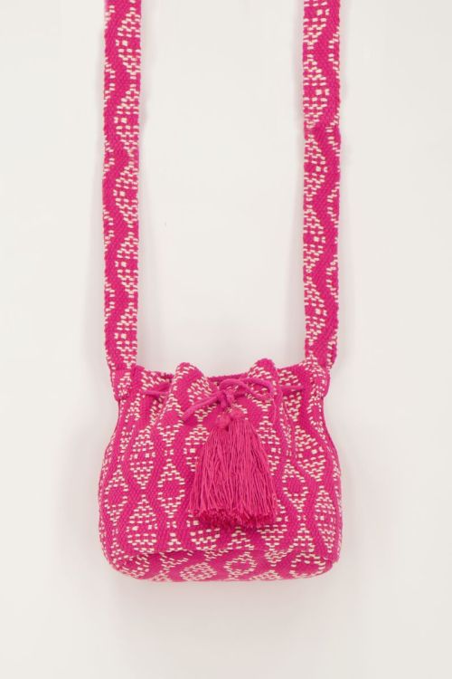 Sac rose rond à bandoulière avec imprimé aztèque 