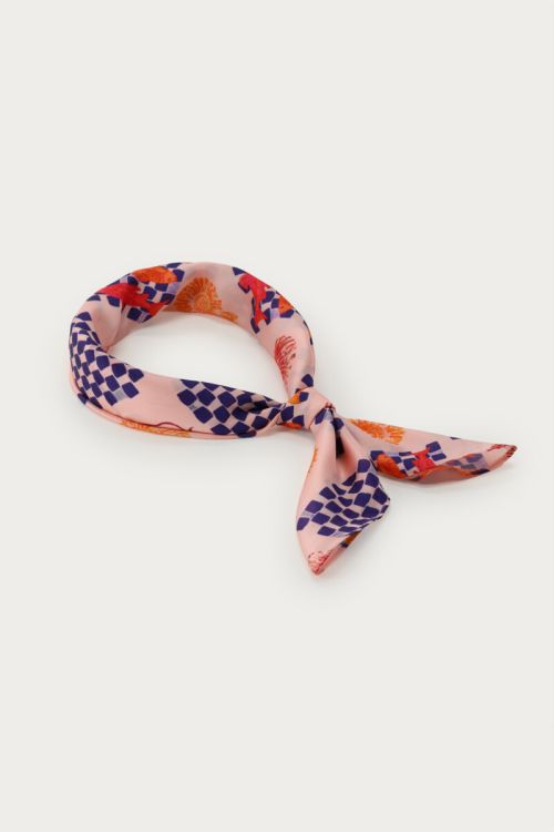 Pink satin look scarf with fish | My Jewellery