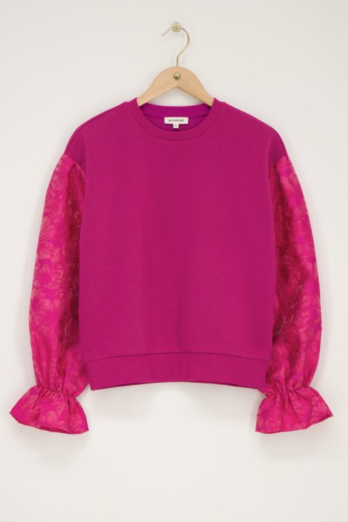Pink sweater with jacquard sleeves | My Jewellery