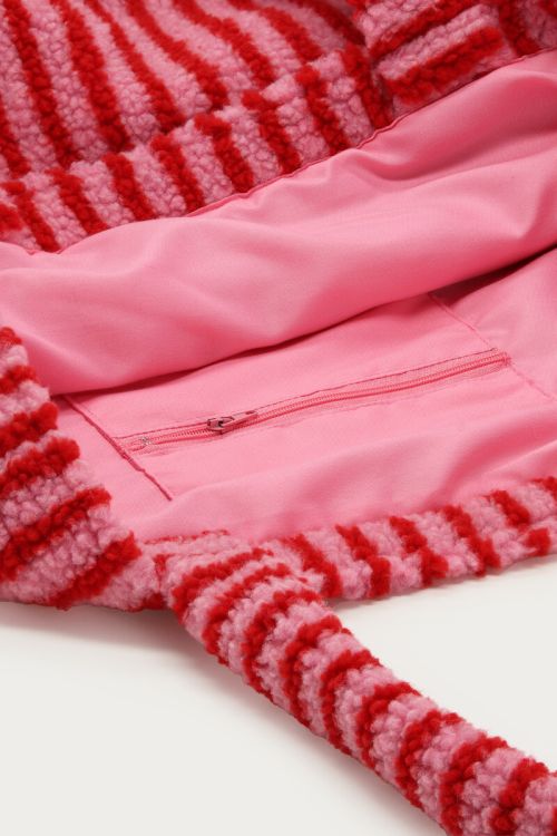 Pink teddy tote bag with stripes | My Jewellery