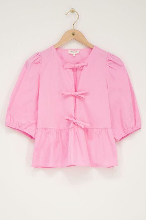 Pink top with bows and puff sleeves | My Jewellery