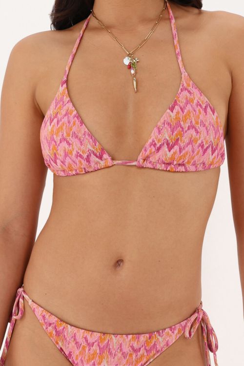 Pink triangle bikini set with ikat print | My Jewellery