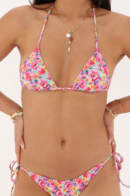 Pink triangle bikini set with flowers | My Jewellery