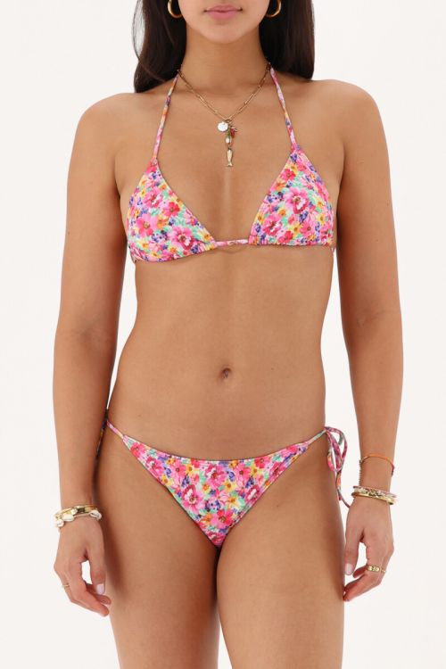 Pink triangle bikini set with flowers | My Jewellery