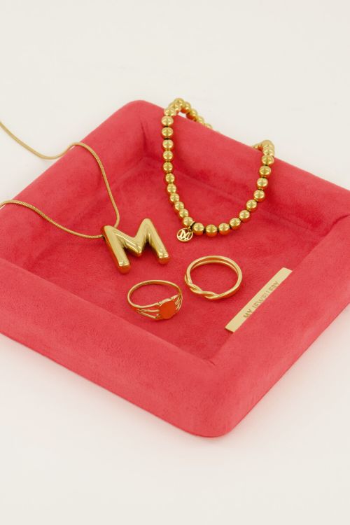 Koraal-roze velvet sieraden tray