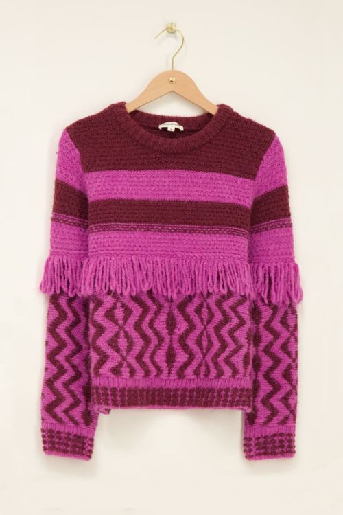 Purple-bordeaux jumper with fringes | My Jewellery