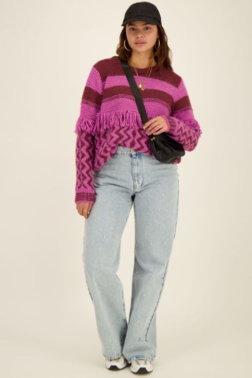 Purple-bordeaux jumper with fringes | My Jewellery