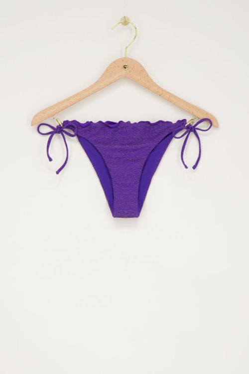 Purple bikini bottoms with ruffles and lurex | My Jewellery