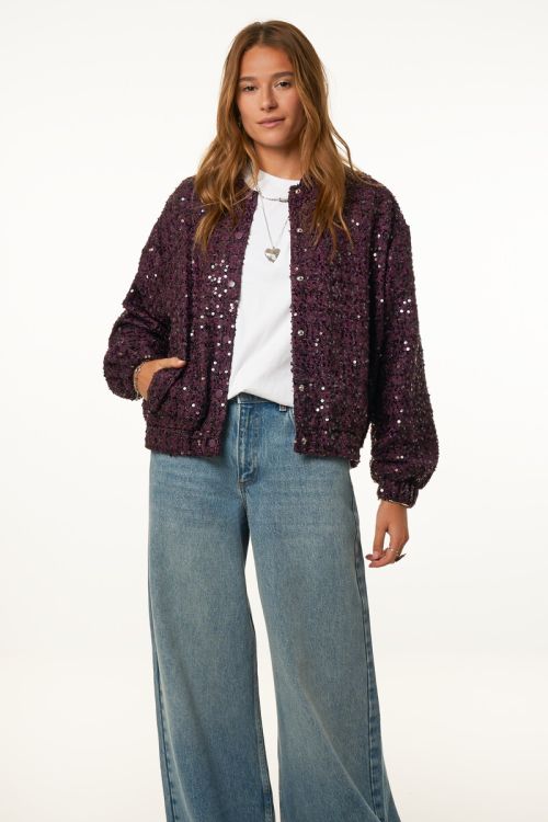Purple bomber jacket with sequins | My Jewellery