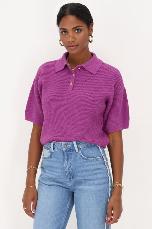 Purple bouclé polo shirt | My Jewellery