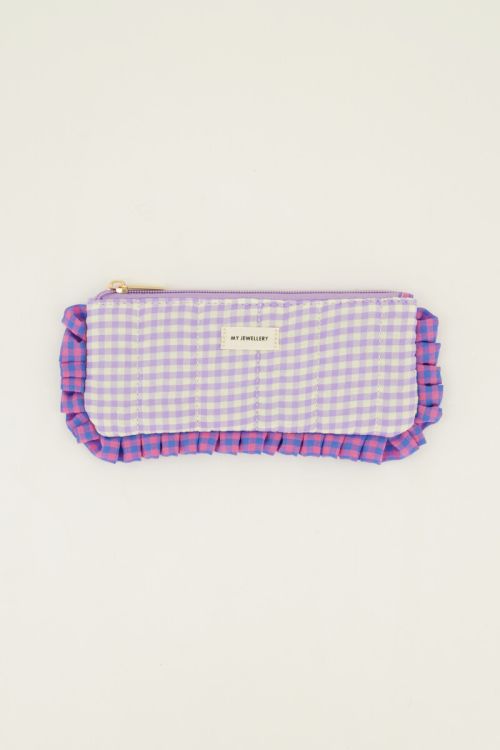 Pochette violette avec volant et motifs