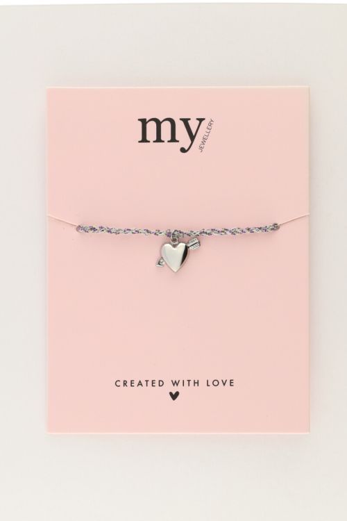 Purple cord bracelet with cupid heart | My Jewellery