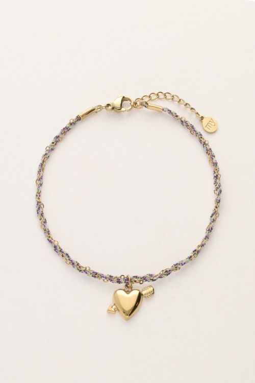 Purple cord bracelet with cupid heart | My Jewellery