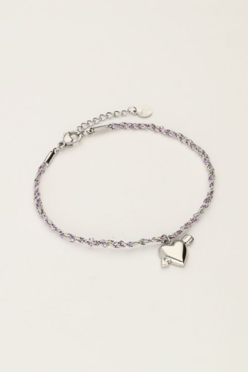 Purple cord bracelet with cupid heart | My Jewellery