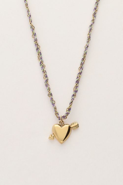 Sunrocks paarse koord ketting met cupido hartje