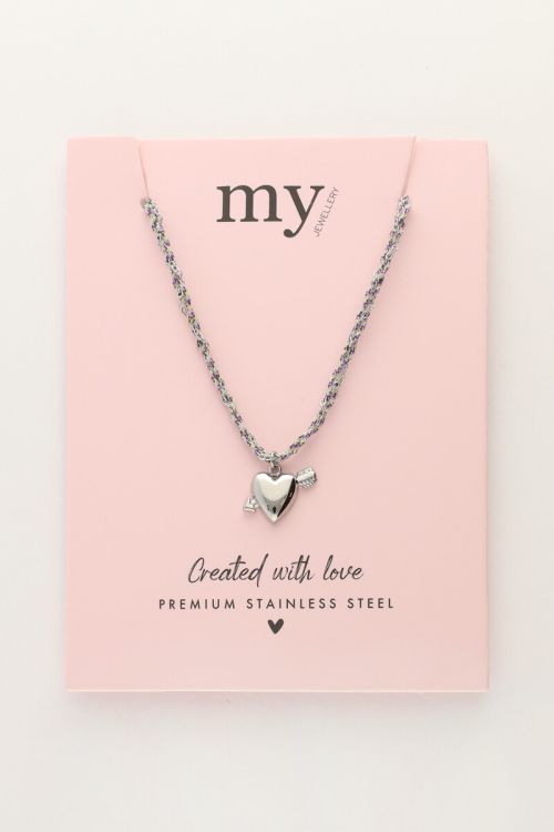 Purple cord necklace with cupid heart | My Jewellery