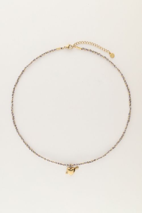 Purple cord necklace with cupid heart | My Jewellery