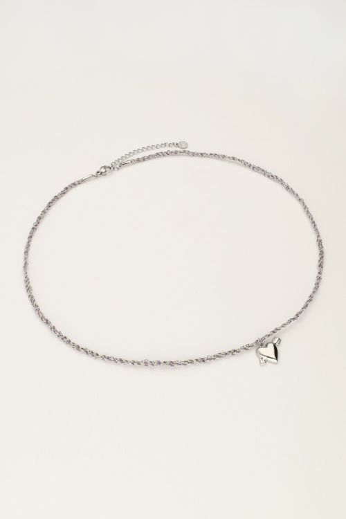 Purple cord necklace with cupid heart | My Jewellery