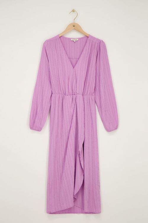 Purple crinkle midi dress with overlap  | My Jewellery