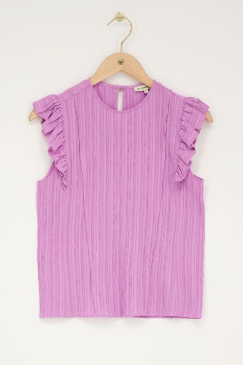 Purple crinkle top with ruffle | My Jewellery