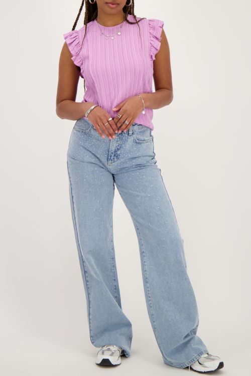 Purple crinkle top with ruffle | My Jewellery