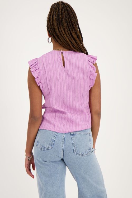 Purple crinkle top with ruffle | My Jewellery