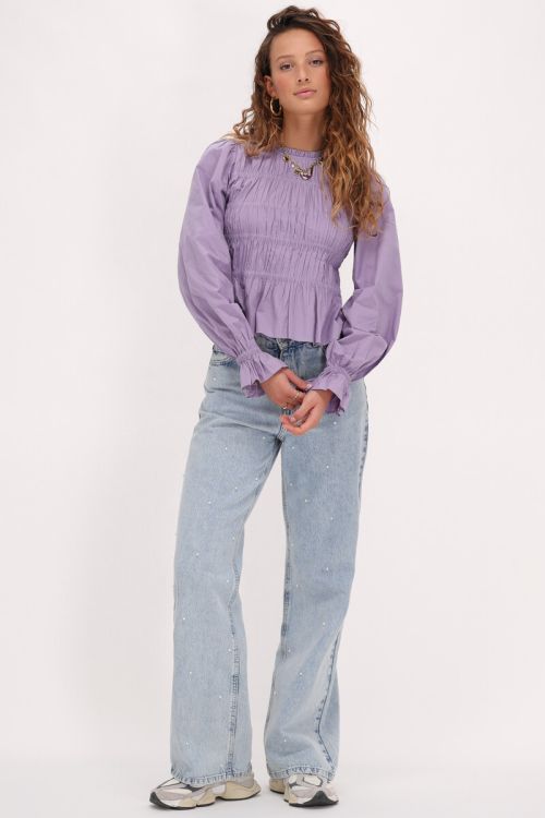 Purple fitted blouse with puff sleeves | My Jewellery