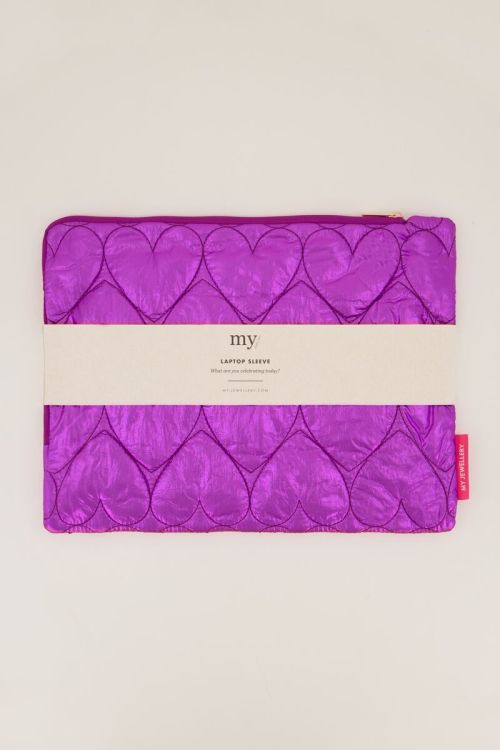 Purple laptop sleeve with hearts pattern | My Jewellery