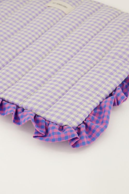 Purple laptop sleeve with ruffle and plaid | My Jewellery