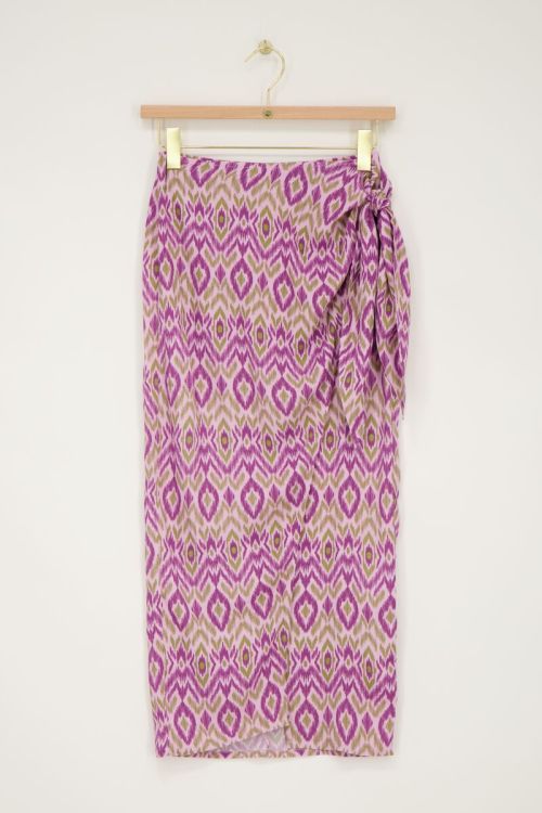 Purple midi overlap skirt with aztec print | My Jewellery