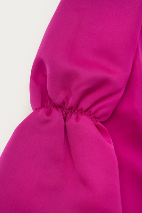 Purple top with puff sleeves in satin look | My Jewellery
