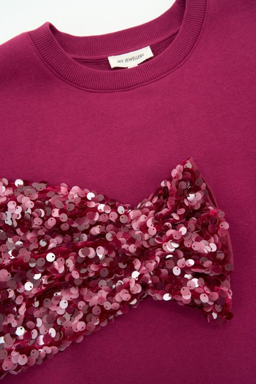 Purple sweater with sequin sleeves | My Jewellery