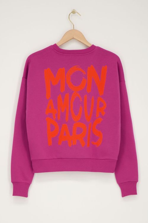 Purple sweater with orange "Mon amour Paris'" | My Jewellery