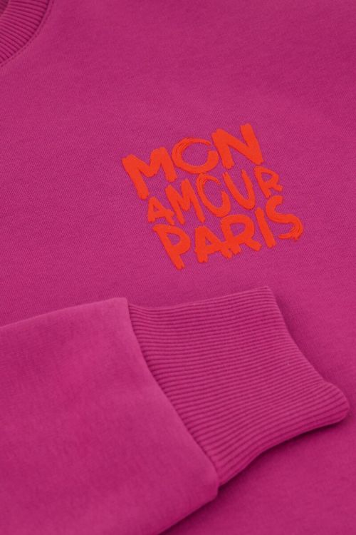 Purple sweater with orange "Mon amour Paris'" | My Jewellery