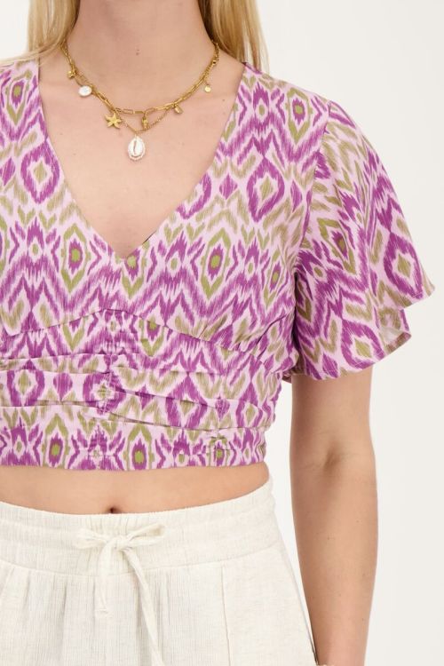 Paarse top met aztec print