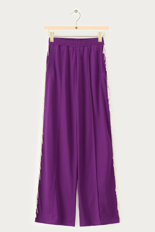 Purple wide leg pants with imitation pearls | My Jewellery