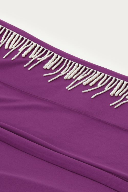 Purple wide leg pants with imitation pearls | My Jewellery
