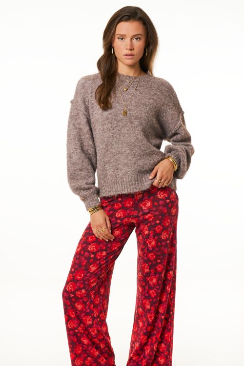 Purple wide leg with rose print | My Jewellery