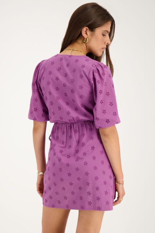 Purple wrap dress with floral embroidery | My Jewellery