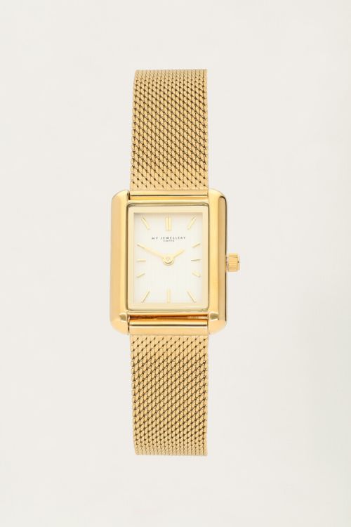 Rechteckige Uhr mit feinem Gliederarmband